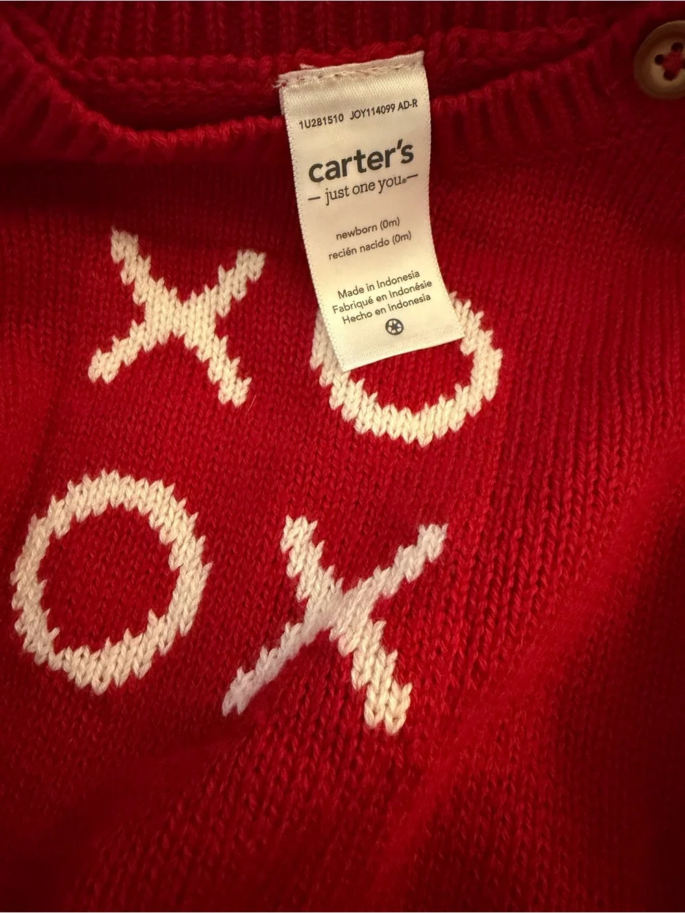 Carter's Red Knit Baby Sweater with White XO Pattern